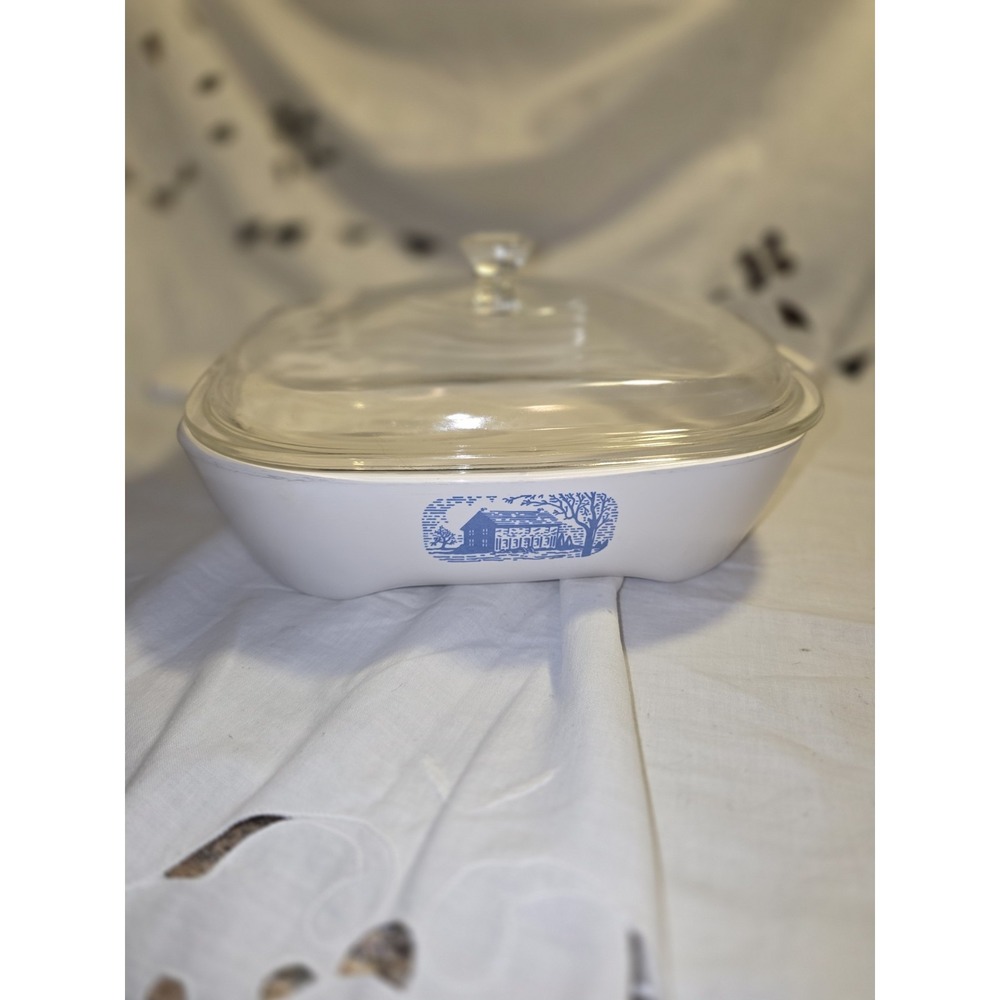 Vintage Corning Ware Amana Radarange Browning Skillet In Blue Colonial House...
